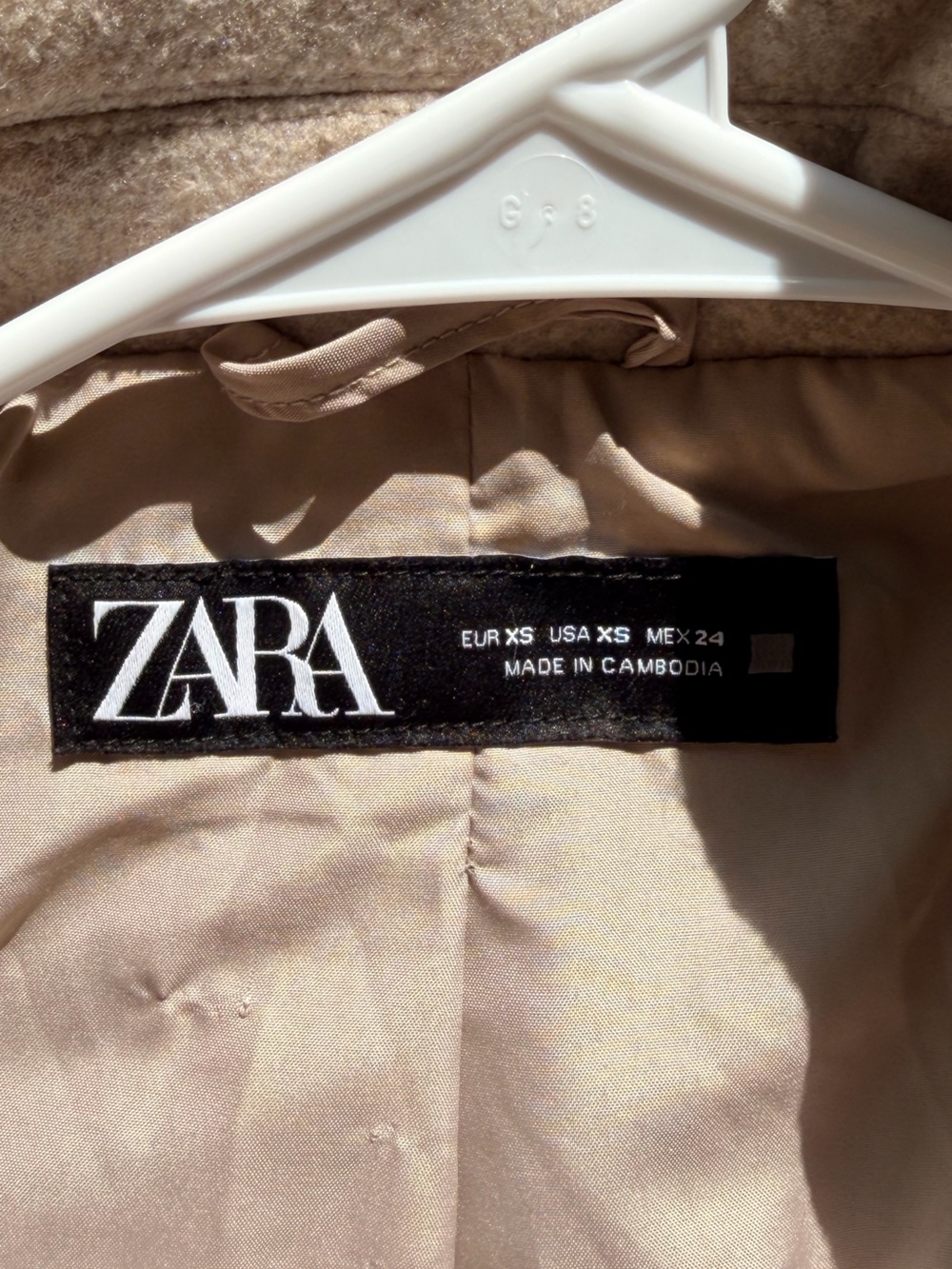 NWOT Zara wool double breasted wool blend coat sand - Picture 10 of 10